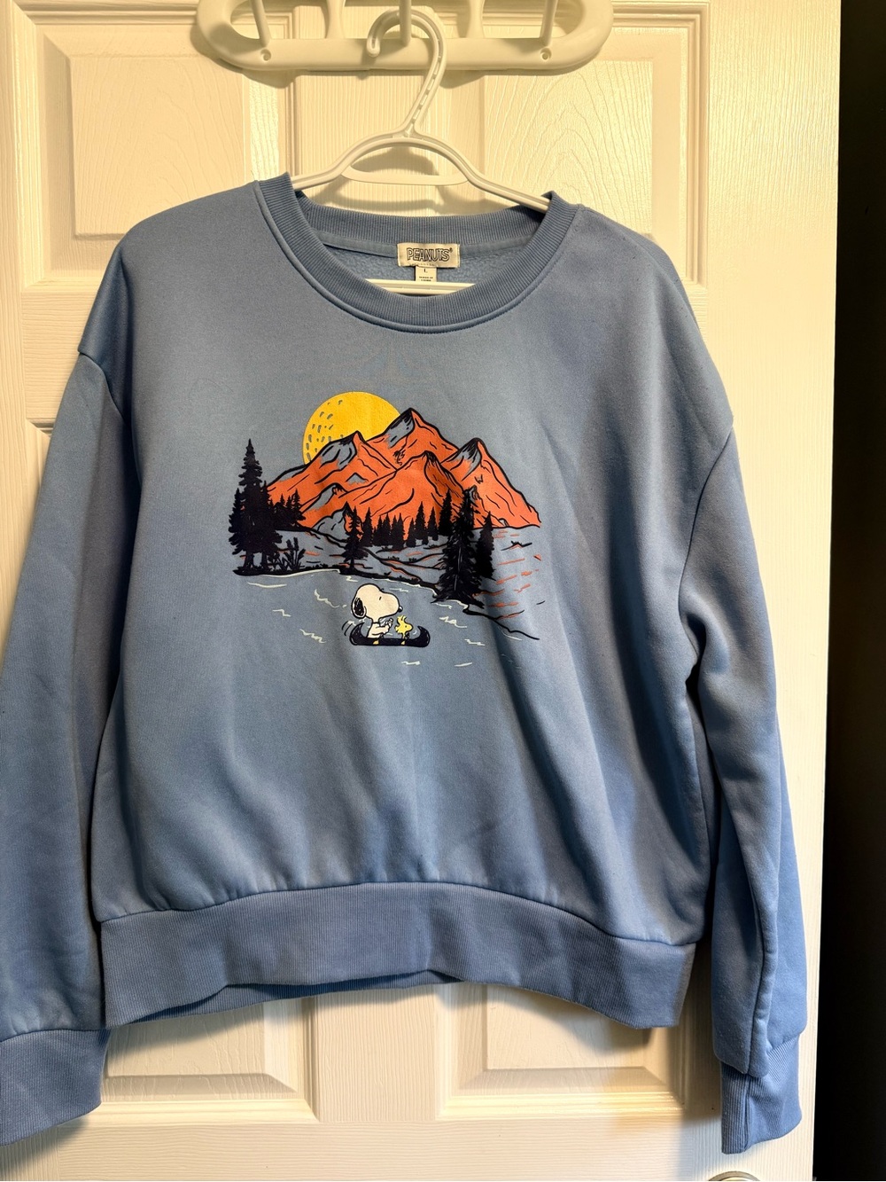 Peanuts Snoopy and Woodstock Outdoor Adventure Periwinkle Sweatshirt